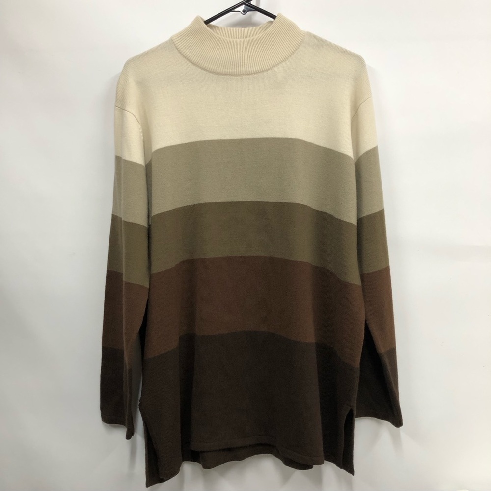 Kathy Lee collection mock neck sweater women’s XL multi color stripe
